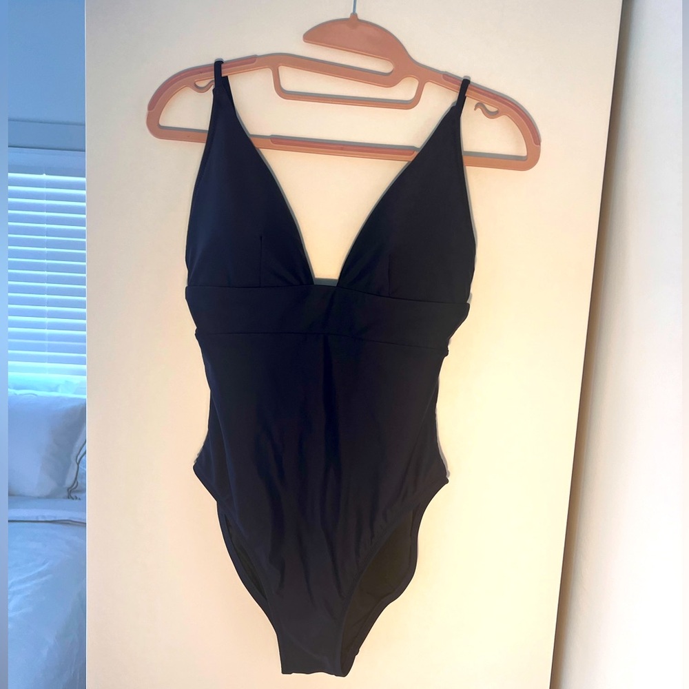 J Crew Plunge Neck One Piece Swimsuit